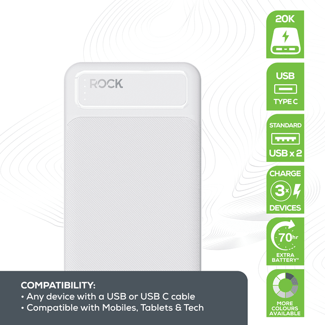 Rock White 20000mAh Power Bank - 2