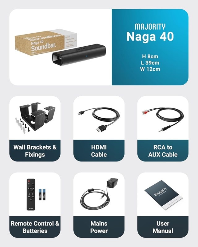 Majority Naga 40 Black Bluetooth Soundbar - 8
