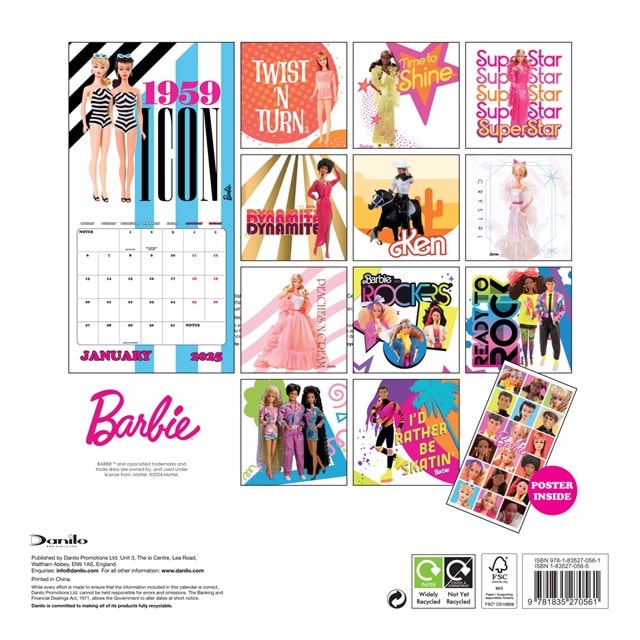 Barbie 2025 Square Calendar - 2