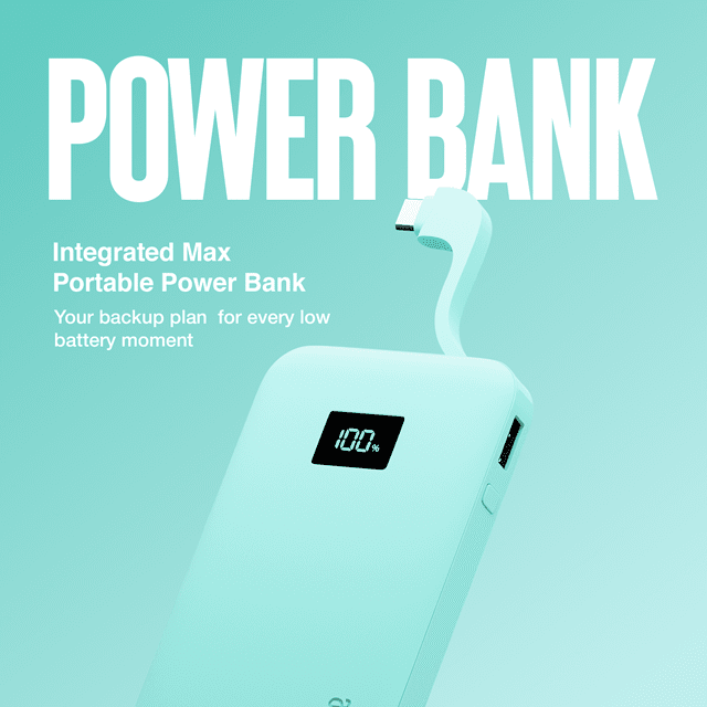 Juice 1 Charge Teal 5000mAh Power Bank with Integrated Cable - 2