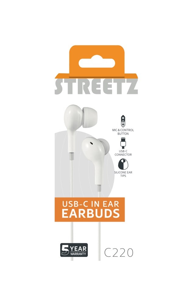 Streetz C220 White USB-C Earphones - 6