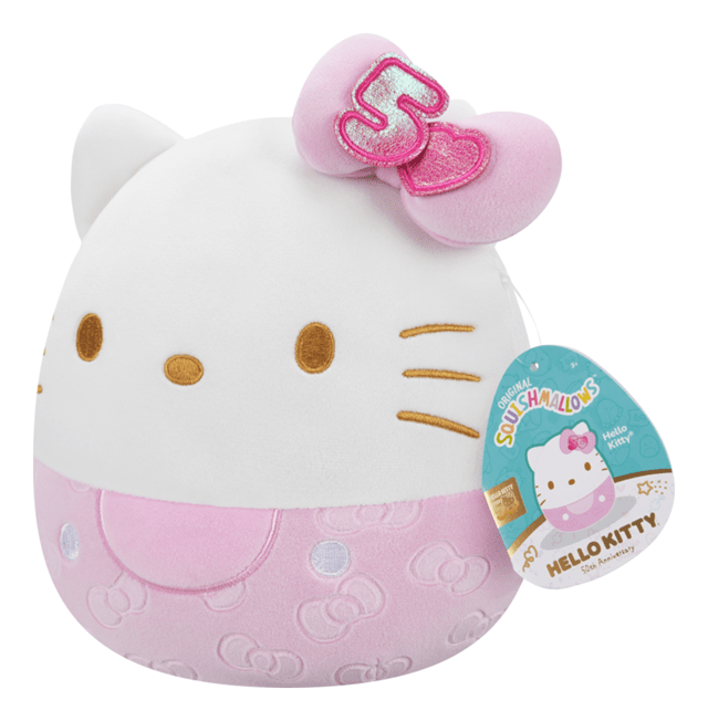 8" Hello Kitty 50th Anniversary Embossed Bows Pink Sanrio Squishmallows Plush - 2