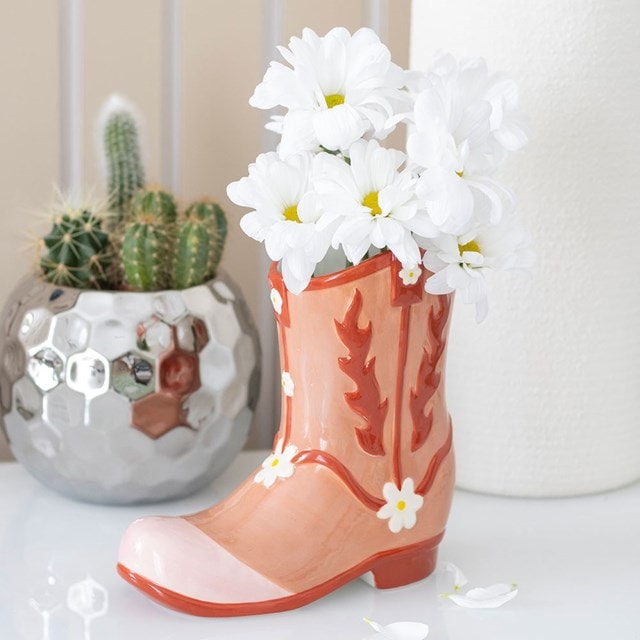 Pink Cowboy Boot Vase - 2