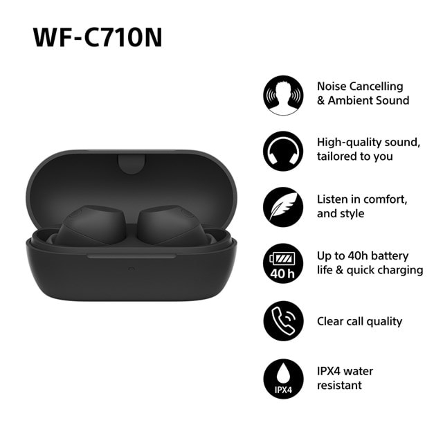 Sony WF-C710N Black Noise Cancelling True Wireless Bluetooth Earphones - 10