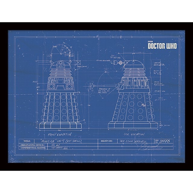 Dalek Blueprint Doctor Who Framed 30 x 40cm Print - 1