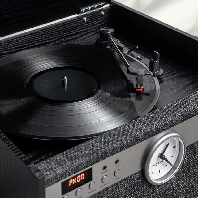 Victrola Century Black Bluetooth Turntable with Clock, CD & Cassette - 14