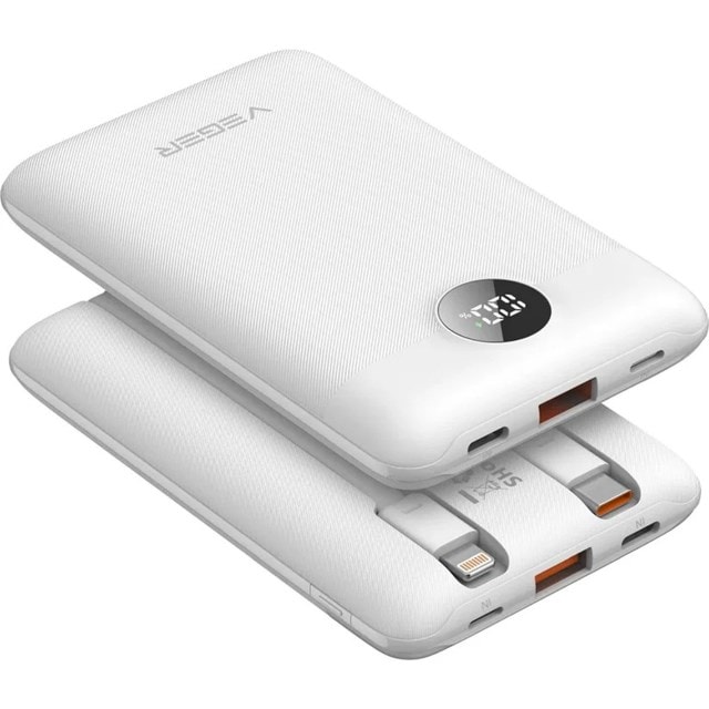 VEGER C11 10,000Mah 22.5W Pd White Power Bank With Integrated Cables - 2