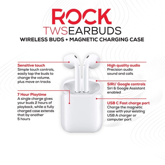 Rock TWS White True Wireless Bluetooth Earphones - 4