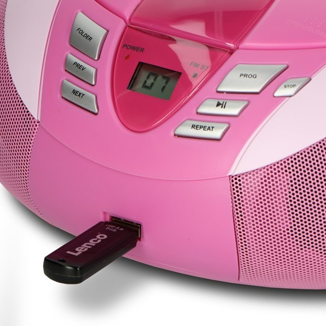Lenco SCD-37 USB Pink CD Player with FM Radio - 4