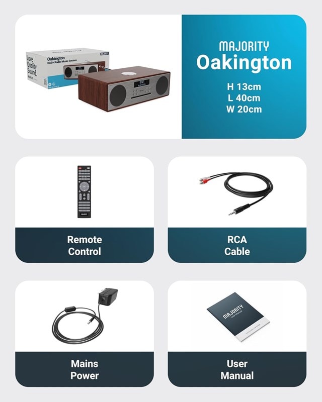 Majority Oakington Walnut Bluetooth HiFi System - 7