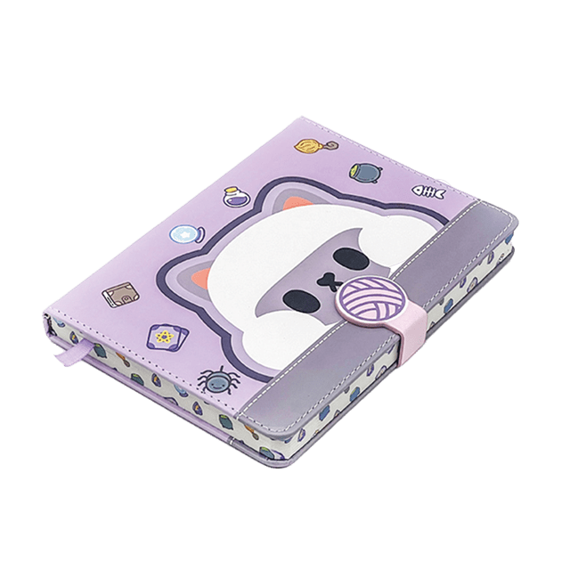 Ginza Button Notebook Cat Purple Stationery - 1