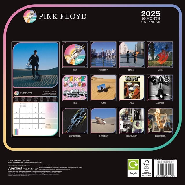 Pink Floyd 2025 Square Calendar - 2