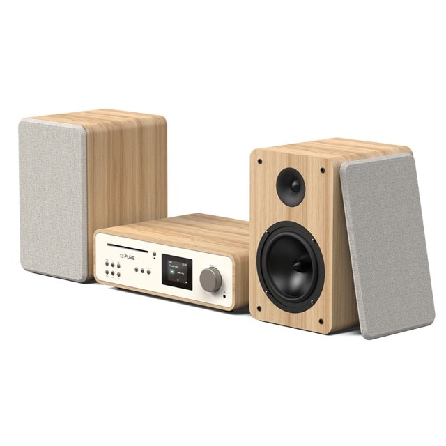 Pure Classic Stereo Cotton White/Oak Bluetooth HiFi System - 4