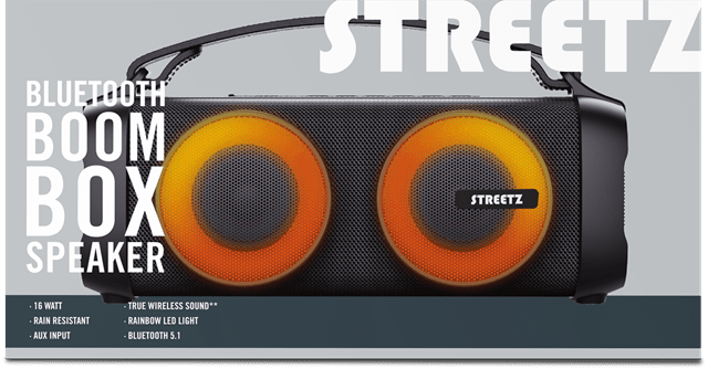 Streetz 16W LED Boombox Bluetooth Speaker - 2