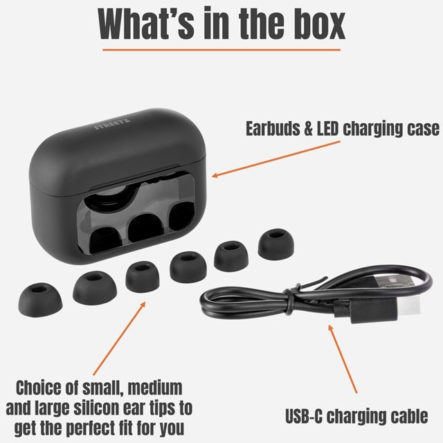 Streetz T600 Black Active Noise Cancelling True Wireless Bluetooth Earphones - 8