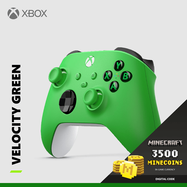 Xbox Wireless Controller - Green + 3500 Minecoins Voucher - 2