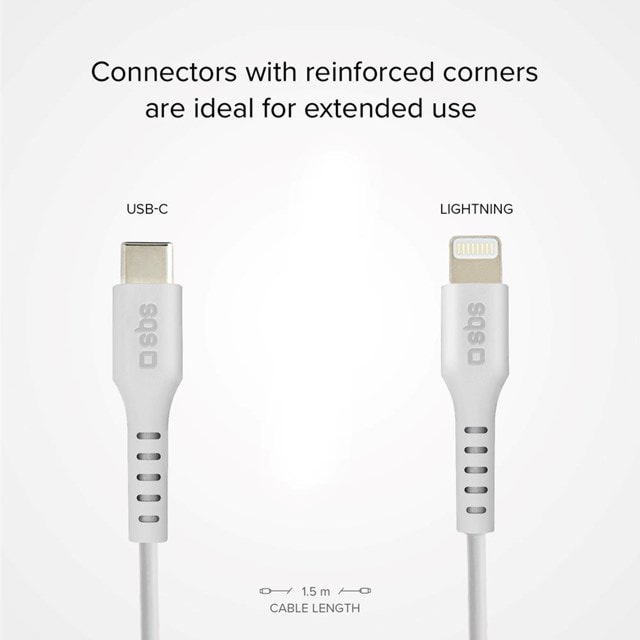 SBS 20W White USB-C to Lightning Cable 1m - 2