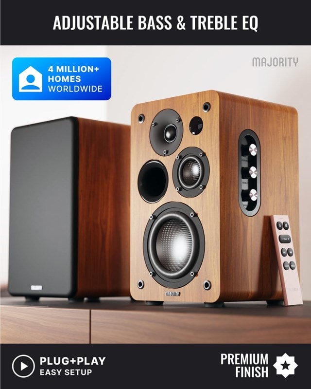 Majority D100X Walnut Bluetooth Bookshelf Speaker - 6