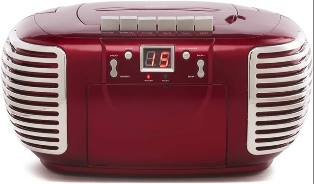 GPO Red CD & Cassette Player with AM/FM Radio - 1