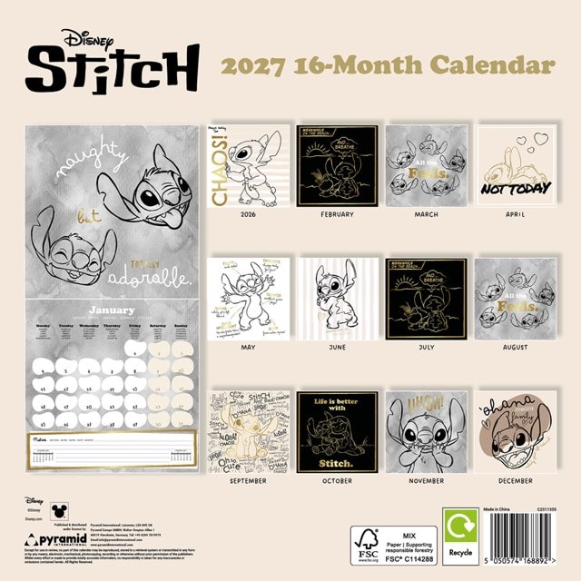 Stitch 2027 Square Calendar - 2