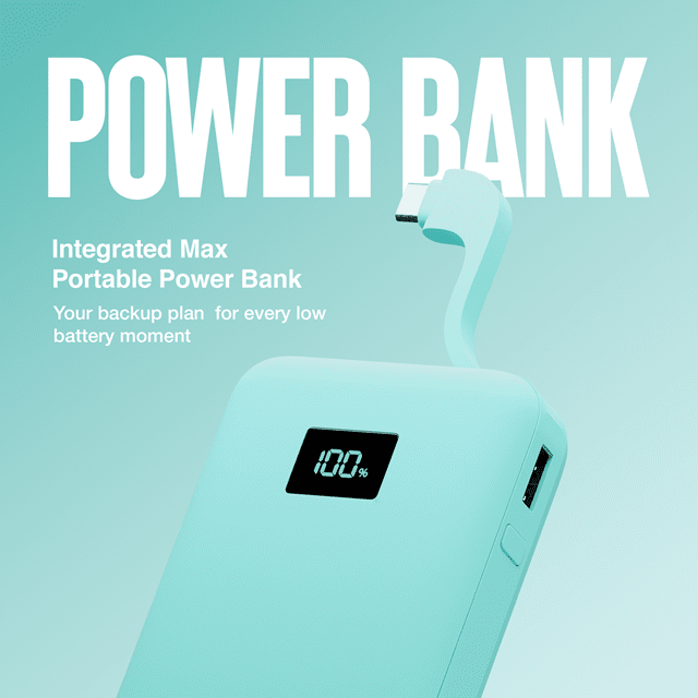 Juice 5 Charges Teal 20000mAh Power Bank with Integrated Cable - 2