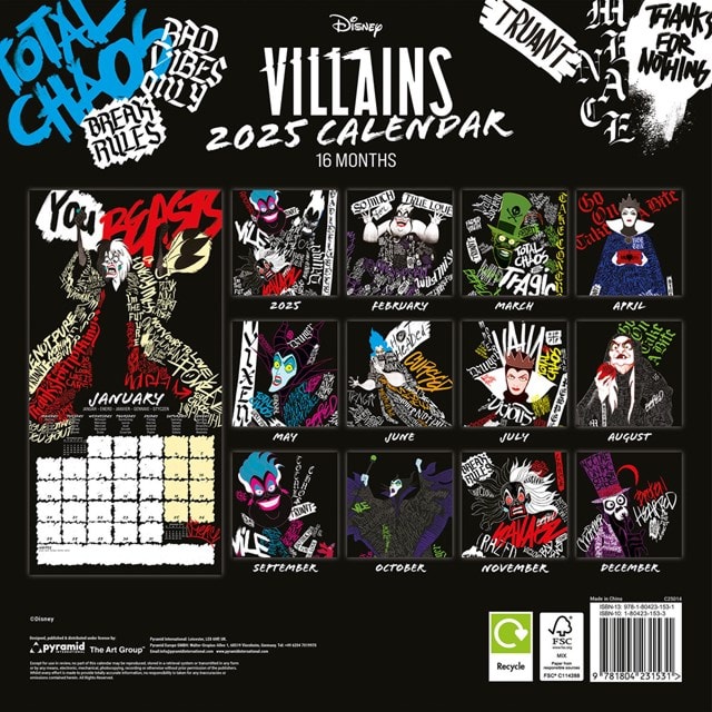 Disney Villains 2025 Square Calendar - 2