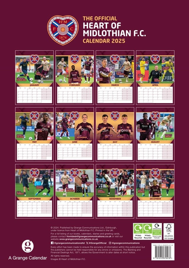 Hearts FC 2025 A3 Calendar - 5