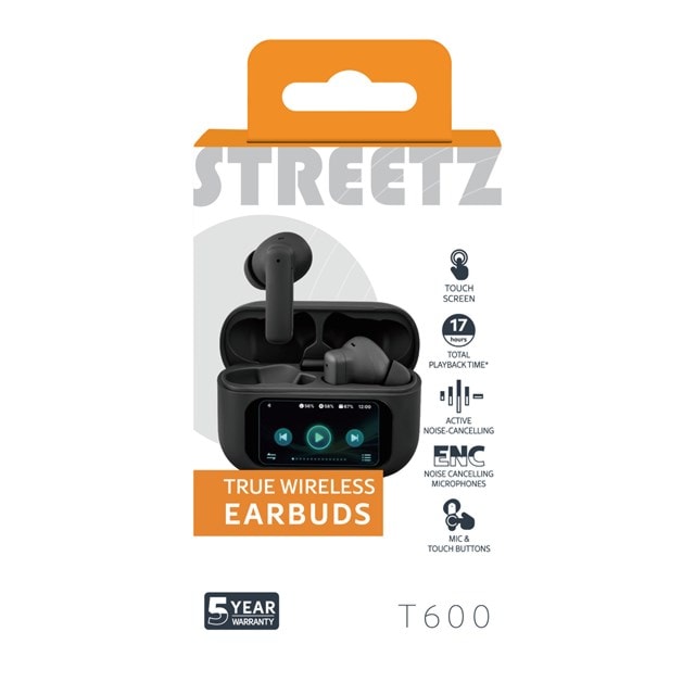 Streetz T600 Black Active Noise Cancelling True Wireless Bluetooth Earphones - 9