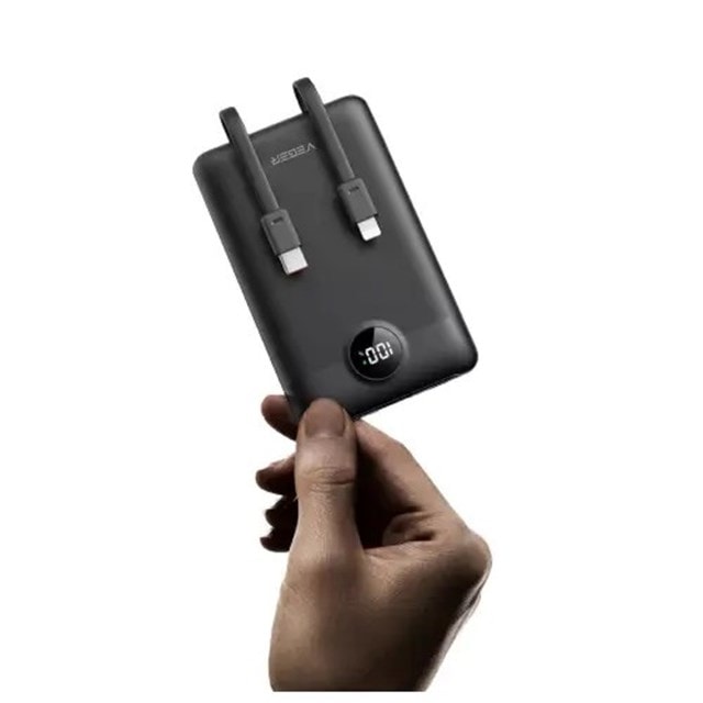 VEGER C11 10,000Mah 22.5W Pd Black Power Bank With Integrated Cables - 2