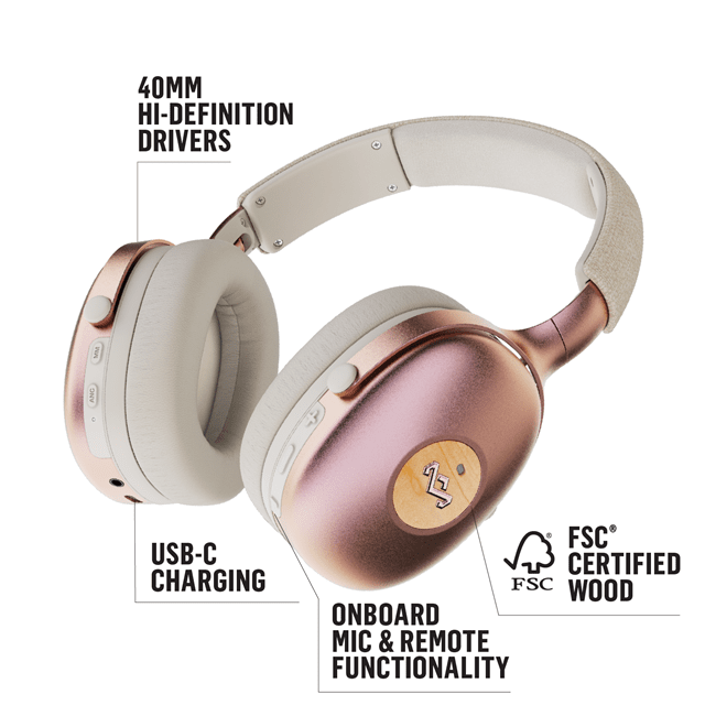 House of Marley Positive Vibration XL ANC Copper Bluetooth Active Noise Cancelling Headphones - 3