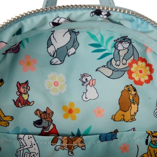 Disney Dogs & Cats Faux Denim Fringe Loungefly Mini Backpack - 6