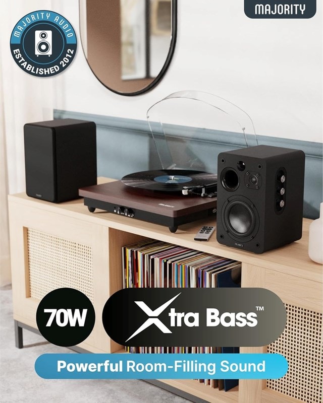 Majority D70X Black Bluetooth Bookshelf Speakers - 2