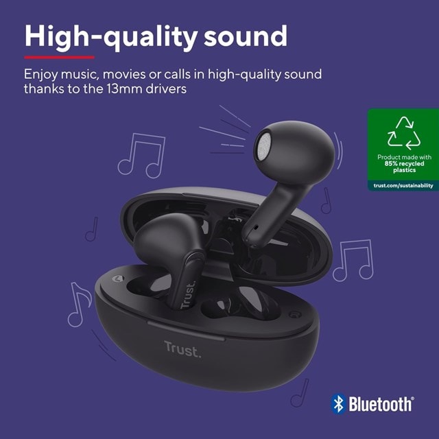 Trust Yavi Black Noise Cancelling True Wireless Bluetooth Earphones - 2