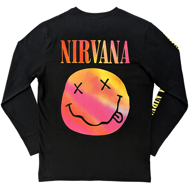 Gradient Smiley Nirvana Black Long Sleeve Tee (Small) - 2