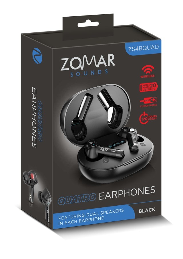 Zomar Sounds Quad Black True Wireless Bluetooth Earphones - 2