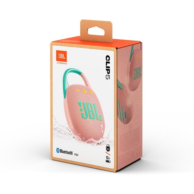 JBL Clip 5 Pink Bluetooth Speaker - 8