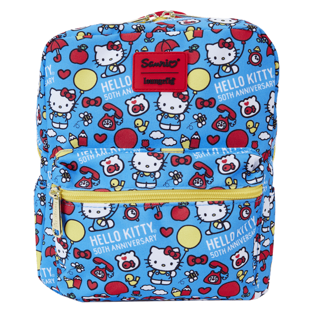 Classic All Over Print Nylon Square Mini Backpack Hello Kitty 50th Anniversary Loungefly - 1