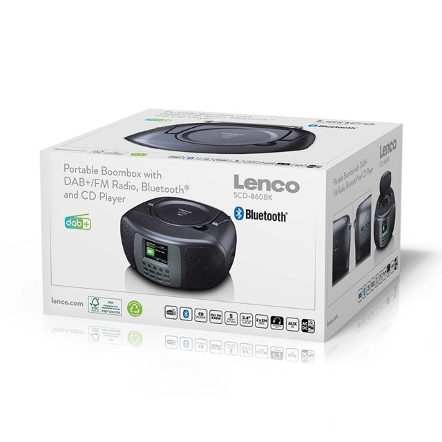 Lenco SCD-860BK Black Bluetooth CD Player With DAB+/FM Radio - 7