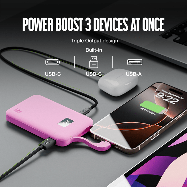 Juice 1 Charge Pink 5000mAh Power Bank with Integrated Cable - 3