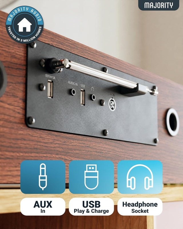 Majority Oakington Walnut Bluetooth HiFi System - 5