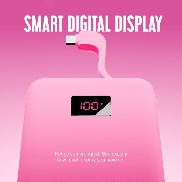 Juice 5 Charges Pink 20000mAh Power Bank with Integrated Cable - 4