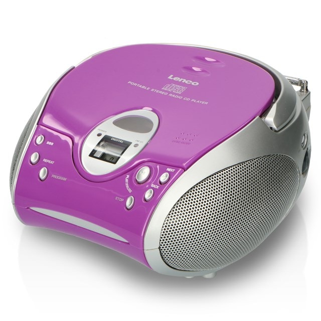Lenco SCD-24 Purple CD Player with FM Radio - 1
