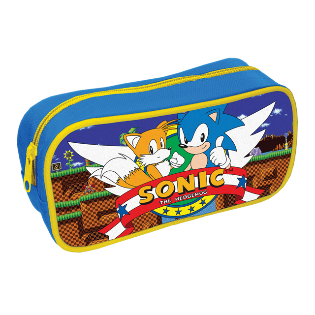 Retro Green Hill Zone Rectangle Pencil Case: Sonic The Hedgehog Stationery - 1