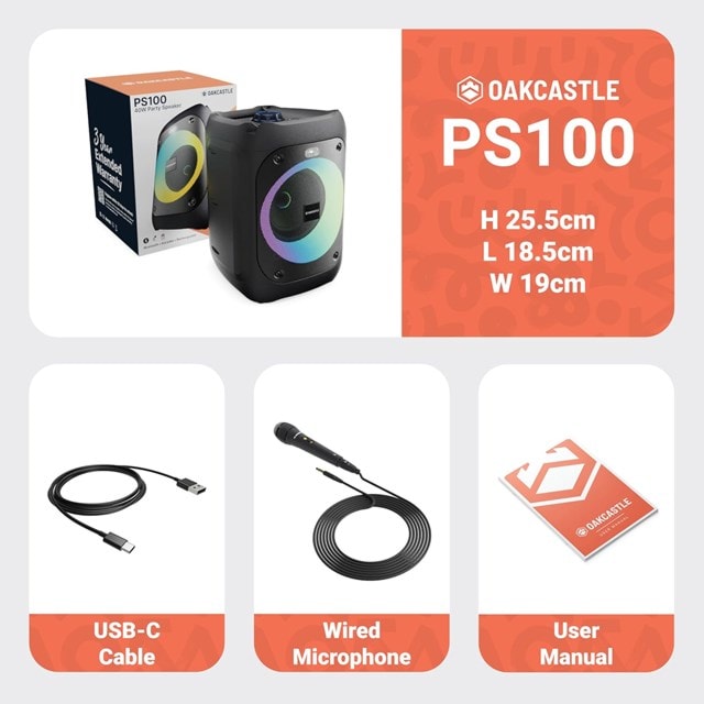 Oakcastle PS100 Bluetooth Party Speaker - 7