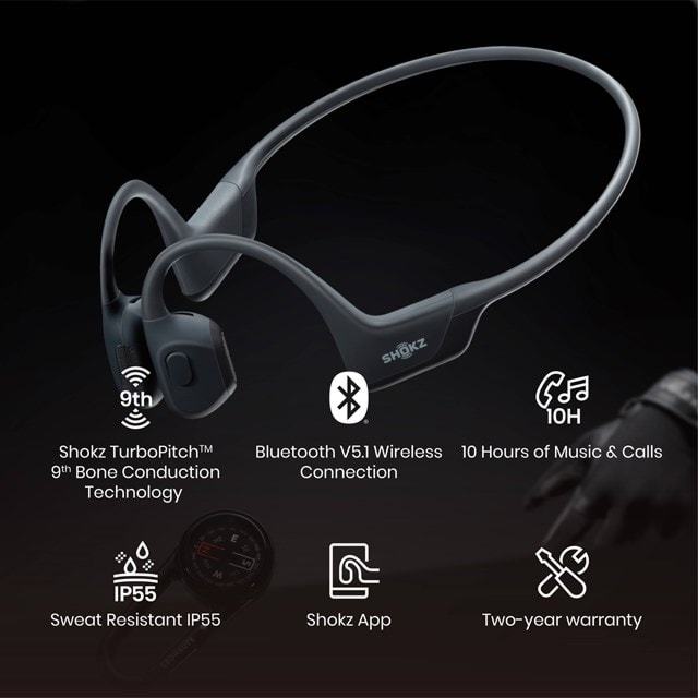 Shokz OpenRun Pro Black Bone Conduction Bluetooth Earphones - 9