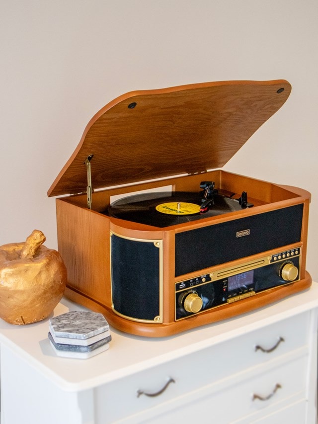 Lenco TCD-2571WD Wood Bluetooth Turntable with DAB+/FM radio, CD & Cassette - 11