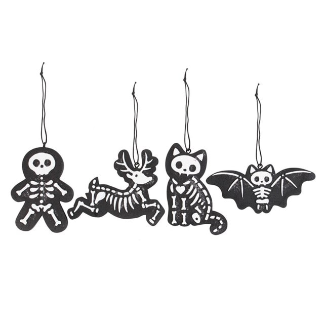 Black Creepy Skeleton Cookie Ornaments Set Of 4 - 1