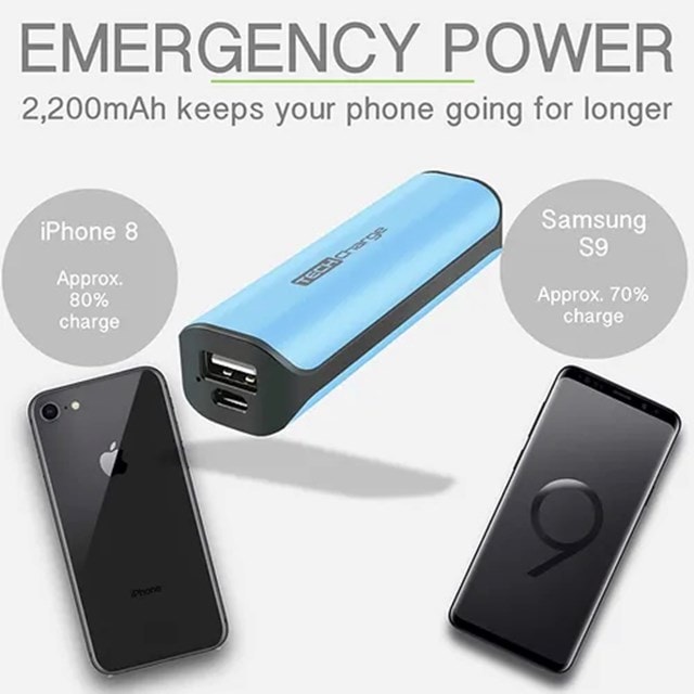 TechCharge Pocket Power Blue 2200mAh Power Bank - 2