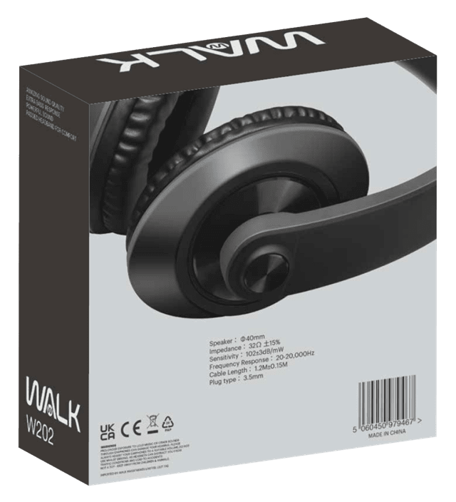 Walk Audio W202 Black Headphones - 3