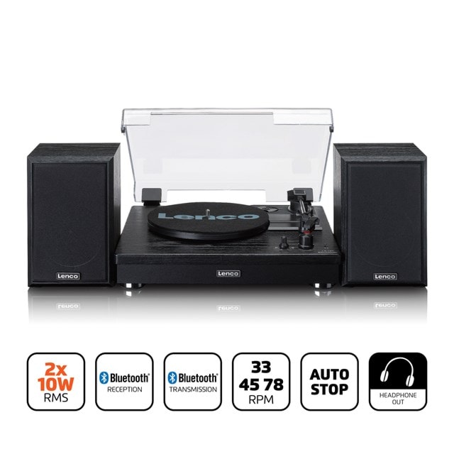 Lenco LS-101BK Black Belt Drive Turntable & Speakers - 12